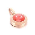 Rose gold round necklace pendant with a faceted coral pink stone in a polished finish - Coral Pink Gemstone Rose Gold Base (KP100711-K)