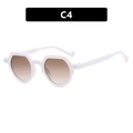 Retro-Rundsonnenbrille mit weißem geometrischem Rahmen und braunem Verlaufsglas - Massiv Weiß Rahmen Doppel-Tee Gläser