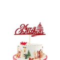 Funkelnder roter Merry Christmas Kuchendeko-Stecker für die Weihnachtsfeier-Dekoration - Rot Merry Christmas (Fünfzackiger Stern-Stil) / Mit Klebepunkten