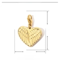 Technical drawing showing 18mm by 25mm dimensions of heart wing stainless steel pendant - YF096 Gold Winged Heart (25x18mm)