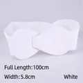 White wide elastic waist belt for women, 100cm length, with faux leather teardrop buckle - 100cm Extended / White