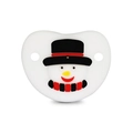 Baby silicone pacifier with a cute 3D snowman face, red scarf and heart-shaped base - Christmas Snowman Pacifier