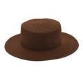 Detailed view of the dark brown straw boater hat featuring fine spiral weave texture - M (56-58cm) / Coffee