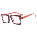 Square TR90 blue light blocking glasses with tortoise frame and coral orange temples - Tortoise Frame Pink Legs