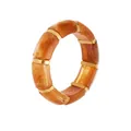 Detailed size specifications for amber resin bangle with stainless steel accents - 55mm / Brown (E678)