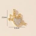 Detail showing a golden LOVE heart pendant with pavé cubic zirconia, sized 2.2cm x 2.2cm - 0228-15/Gold LOVE Arrow
