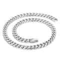 Polished silver cuban link chain bracelet with a secure square clasp closure - Steel Color Necklace (KN225267-Z) / 8mm x 45cm
