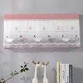 Pink and white lace air conditioner cover with swan embroidery and crown patterns - Pink Swan