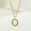 Luxurious gold-plated titanium steel necklace with a zircon-encrusted letter O pendant - Letter O / Gold