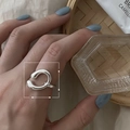 Vintage Silberner klobiger geometrischer offener Ring mit unregelmäßigem Design - Einstellbar Offen / Unregelmäßiger Wickel-Designstil (JZ9502)