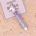 Cute purple 10-color retractable ballpoint pen with 3D unicorn topper for students - Purple Unicorn