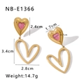Maße und 14,7g Gewicht der 18k Gold Herzohrringe mit rosa Emaille-Inlay im Detail - Rosa Herz (NB-E1366) / 18K Gold