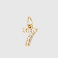 Golden number 7 pendant with clear rhinestones for DIY jewelry accessories - 7-Gold