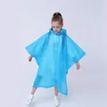 Reusable sky blue EVA hooded rain poncho for kids featuring lightweight waterproof design - Kids One Size / Blue Poncho (Kids)