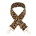 5cm wide thick leopard print jacquard woven bag strap with golden metal hooks - Leopard Print No. 12 Yellow White