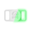 Luminous silicone AirTag case for pet collars showing day and night glow effect - Luminous Clear