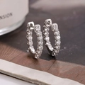 Elegant silver hoop earrings with white zircon inlay for a minimalist luxury style - Silver