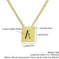 18K gold plated stainless steel necklace featuring a square letter A pendant - Pendant Only / Letter A