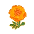 Spilla in smalto a fiore arancione con foglie verdi e dettagli in oro per abiti - Tagete Arancione (XZ5487)