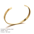 Minimalist 5mm stainless steel open cuff bracelet with 18K gold mirror finish - 5mm - 18K Gold