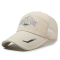 Atmungsaktive beige Mesh-Baseballkappe mit Adventure 2025 Stickerei für Outdoor-Sport - Verstellbar / Khaki