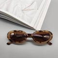Occhiali da sole ovali retrò tartarugati con lenti marroni per un look vintage hip-hop - Tartarugato Beige