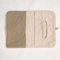 Detail of soft double-layer muslin fabric storage bag in olive green and beige - Dark Khaki + Solid Color