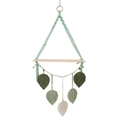 Handwoven green cotton rope macrame shelf with wooden board and leaf-shaped tassels - Light Green Leaf Shelf