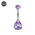 Piercing ombelico in titanio G23 con opale viola a goccia e zirconi in finitura argento - Zirconia Viola Chiaro