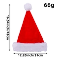 Classic red plush Santa hat with white fur trim and pompom, size 42x31cm and 66g - Adult Classic Plush Christmas Hat