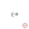 S925 sterling silver crescent moon flat back stud earring in polished silver finish - Platinum Single #6
