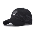 Klassische Camouflage-Baseballkappe mit H&P-Schild-Logo und gebogenem Schirm für Damen und Herren - Verstellbar / Swag 777 Schwarz Leopard