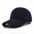 Classic dark blue corduroy baseball cap with high-quality ribbed texture and curved brim - Adjustable / Navy Blue