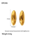 Orecchini ovali lucidi in acciaio inossidabile placcato oro 18 carati con finitura - Stile Capsula Ovale (DFE306) / Oro