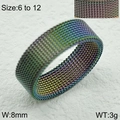 Anello a maglia intrecciata arcobaleno da 8 mm in acciaio inossidabile multicolore - US 6 / Arcobaleno (KR111119-WGLO)