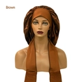 Brown satin sleep bonnet featuring wide elastic band and long ribbon ties - Extra Large / Coffee