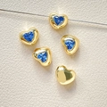 Detalle de cuentas de corazón bañadas en oro de 14k con circón azul para joyería DIY - 2# 18k Azul Oscuro (Precio por unidad)