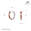 Detailed dimensions of 925 sterling silver bamboo hoop earrings with orange enamel - 925 Silver / Orange