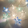 Close-up of LED starfish string lights in blue and green with realistic textured finish - Starfish (3-Color Mixed)