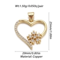 Gold heart pendant with snowflake zircon inlay and detailed size specifications - Dbn150-17 / 18K Gold