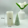 3D Christmas tree silicone candle mold with dimensions and finished wax tree - Small Leaf Christmas Tree