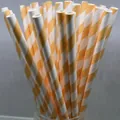 Gelbe und weiße Spiral-Papiertrinkhalme für Basketball-Themen-Geburtstagsfeiern Deko - Orange gestreifte Papierstrohhalme 25 Stück