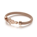 Bracelet en maille d'acier inoxydable rose doré avec breloque Main de Fatma élégante - Style de Main de Hamsa (B Or Rose)