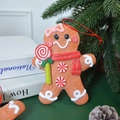 Gingerbread man ornament with candy cane and red scarf for Christmas tree decoration - Red Scarf Lollipop (Height 13cm)