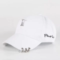 White cotton baseball cap with Eiffel Tower metal pendant and Paris embroidery detail - Eiffel Tower (white)