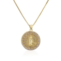 Détail du pendentif Vierge Marie plaqué or avec pierres de zircon violettes - Or avec zircon violet (22333)
