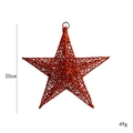 Stella di Natale rossa glitterata da 20cm con struttura a maglia per decorazione - 20cm / Rosso