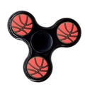 Black fidget spinner with orange basketball pattern weights on white background - Classic Black Basketball Pattern