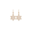 Golden snowflake drop earrings with white finish for women festive jewelry - Gold Border White Snowflake (EHMT-031HJ-JS)