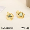 Pendientes geométricos dorados con incrustación de concha de abulón colorida mujer - 26x18mm / Dorado (KE115913-GC)